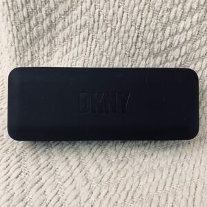 DKNY Eyewear Glasses Case Unisex Black Matte Hard Shell Debossed Logo Minimalist
